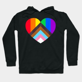 Progress Pride Heart LGBTQ  Gay Lesbian Trans Hoodie